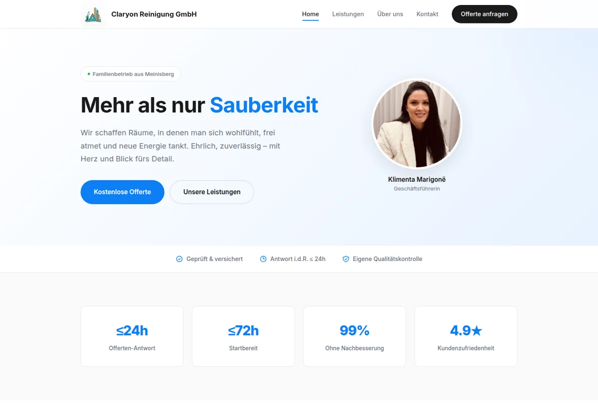 Vorschau der Website von Claryon Reinigung
