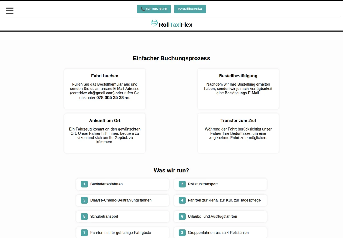 Vorschau der Website von RollTaxiFlex / CareDrive